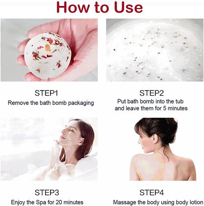 Bath Bombs for Women Spa Gift Set with Lemon Oils Sea Salt Relaxing Birthday Gift for Her Bubble Bath Skincare