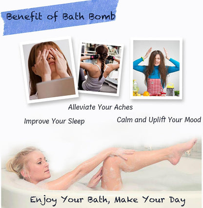 Bath Bombs for Women Spa Gift Set with Lemon Oils Sea Salt Relaxing Birthday Gift for Her Bubble Bath Skincare