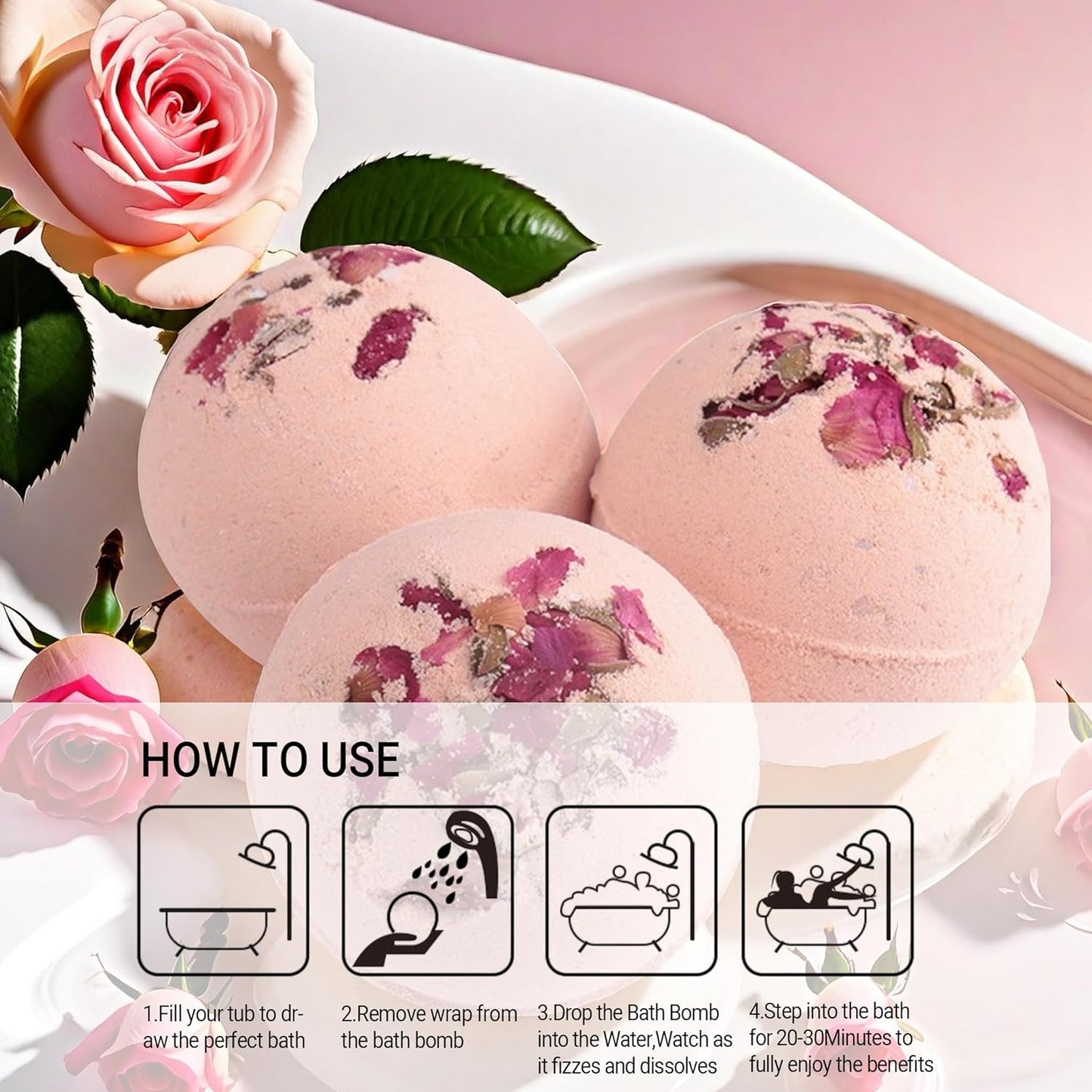 Bath Bombs for Women Spa Gift Set with Lemon Oils Sea Salt Relaxing Birthday Gift for Her Bubble Bath Skincare