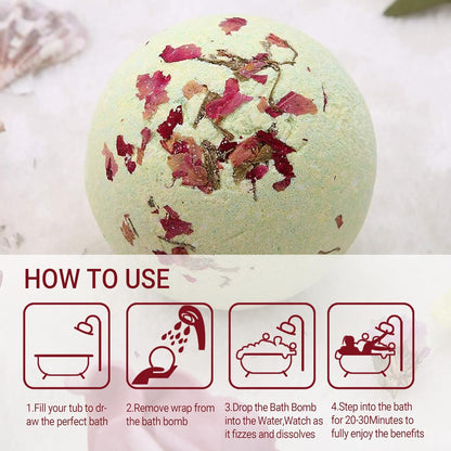 Bath Bombs for Women Spa Gift Set with Lemon Oils Sea Salt Relaxing Birthday Gift for Her Bubble Bath Skincare