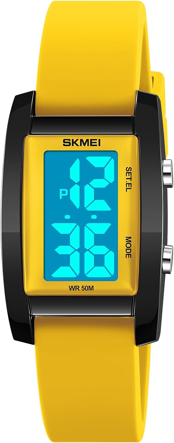 Gosasa Fashion Women’s Men's Digital Big Numbers LED Watches | Unisex Sport Casual Wrist Watch,Rectangular Face, Waterproof ,Silicone Strap,EL Backlight