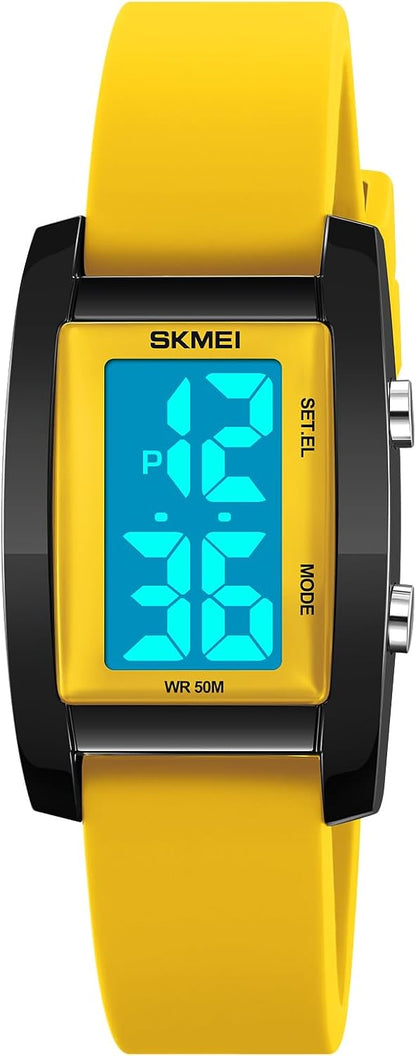 Gosasa Fashion Women’s Men's Digital Big Numbers LED Watches | Unisex Sport Casual Wrist Watch,Rectangular Face, Waterproof ,Silicone Strap,EL Backlight