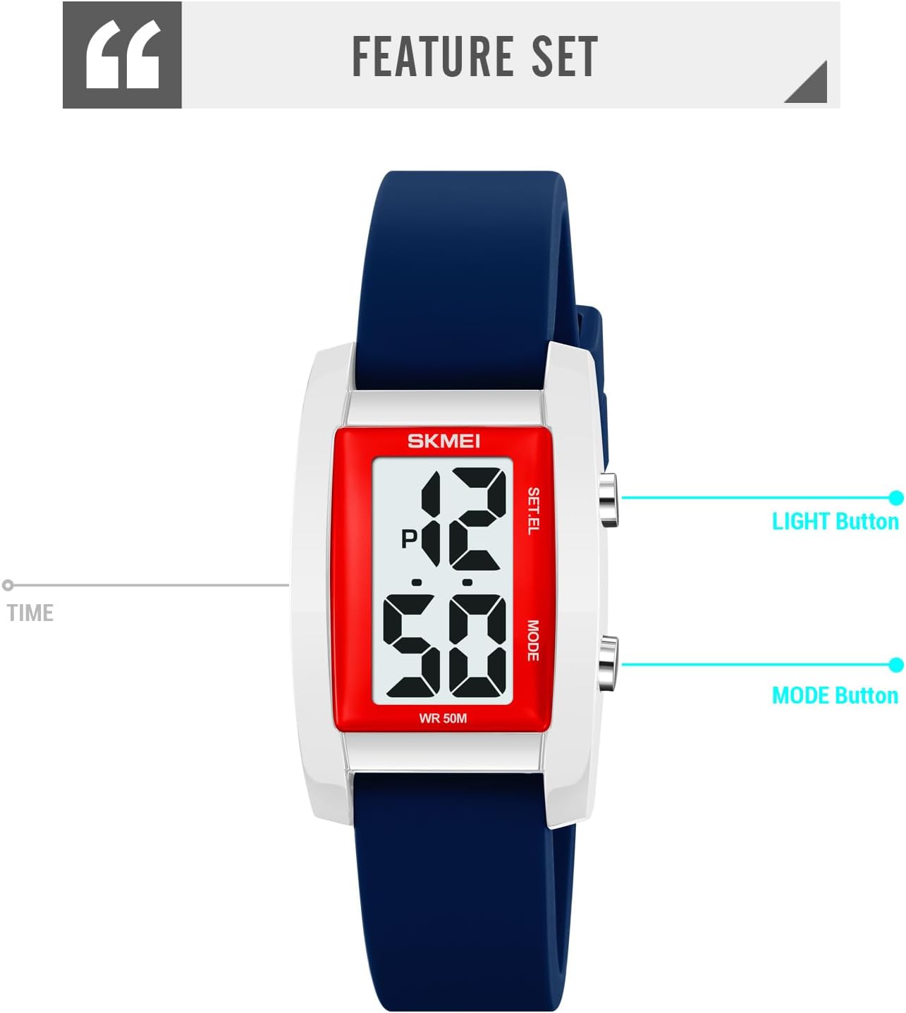 Gosasa Fashion Women’s Men's Digital Big Numbers LED Watches | Unisex Sport Casual Wrist Watch,Rectangular Face, Waterproof ,Silicone Strap,EL Backlight