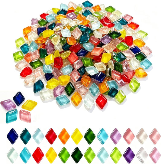2.2lbs Mixed Colors Diamond Glass Mosaic Tiles, DIY Mosaic Tiles for Crafts | Crystal Stained Glass Tiles, Children Handmade DIY Art Craft Projects for Home Decoration