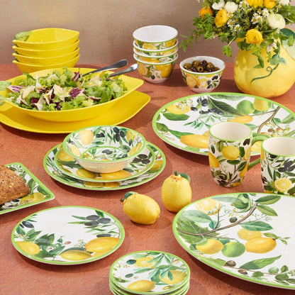 Limone Set of 4 Ceramic Mugs 14 oz. - Assorted Lemon-Themed Designs, Durable, Shatterproof, and Dishwasher-Safe Coffee Cups for Everyday Use and Entertaining