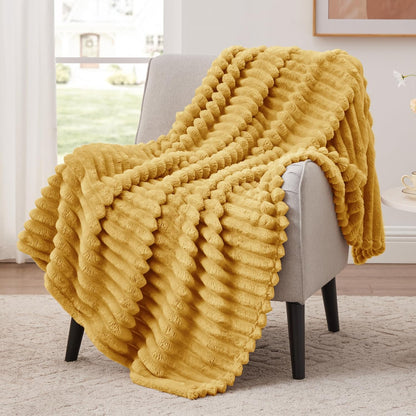 EXQ Home Gentle Soft Fleece Throw Blanket – Cozy Lightweight Blanket for Couch Bed – All-Season Warm Fuzzy Flannel Blanket for Women Mom Her – Gifts for Birthday(50"x60",Mustard Yellow)
