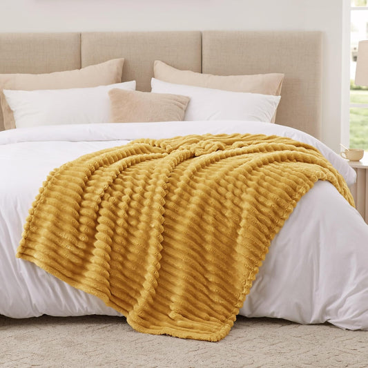EXQ Home Gentle Soft Fleece Throw Blanket – Cozy Lightweight Blanket for Couch Bed – All-Season Warm Fuzzy Flannel Blanket for Women Mom Her – Gifts for Birthday(50"x60",Mustard Yellow)
