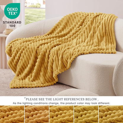 EXQ Home Gentle Soft Fleece Throw Blanket – Cozy Lightweight Blanket for Couch Bed – All-Season Warm Fuzzy Flannel Blanket for Women Mom Her – Gifts for Birthday(50"x60",Mustard Yellow)