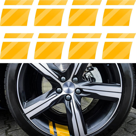 8 Pcs Wheel Rim Decal Stripes Car Decals for 18-21 Inch Wheels Reflective Car Stickers 2.36 x 2.75 Inch Automotive Decals Hash Stripe Stickers Tire Rim Safety Decoration Accessories(Yellow)