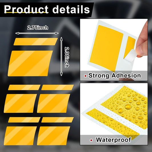 8 Pcs Wheel Rim Decal Stripes Car Decals for 18-21 Inch Wheels Reflective Car Stickers 2.36 x 2.75 Inch Automotive Decals Hash Stripe Stickers Tire Rim Safety Decoration Accessories(Yellow)