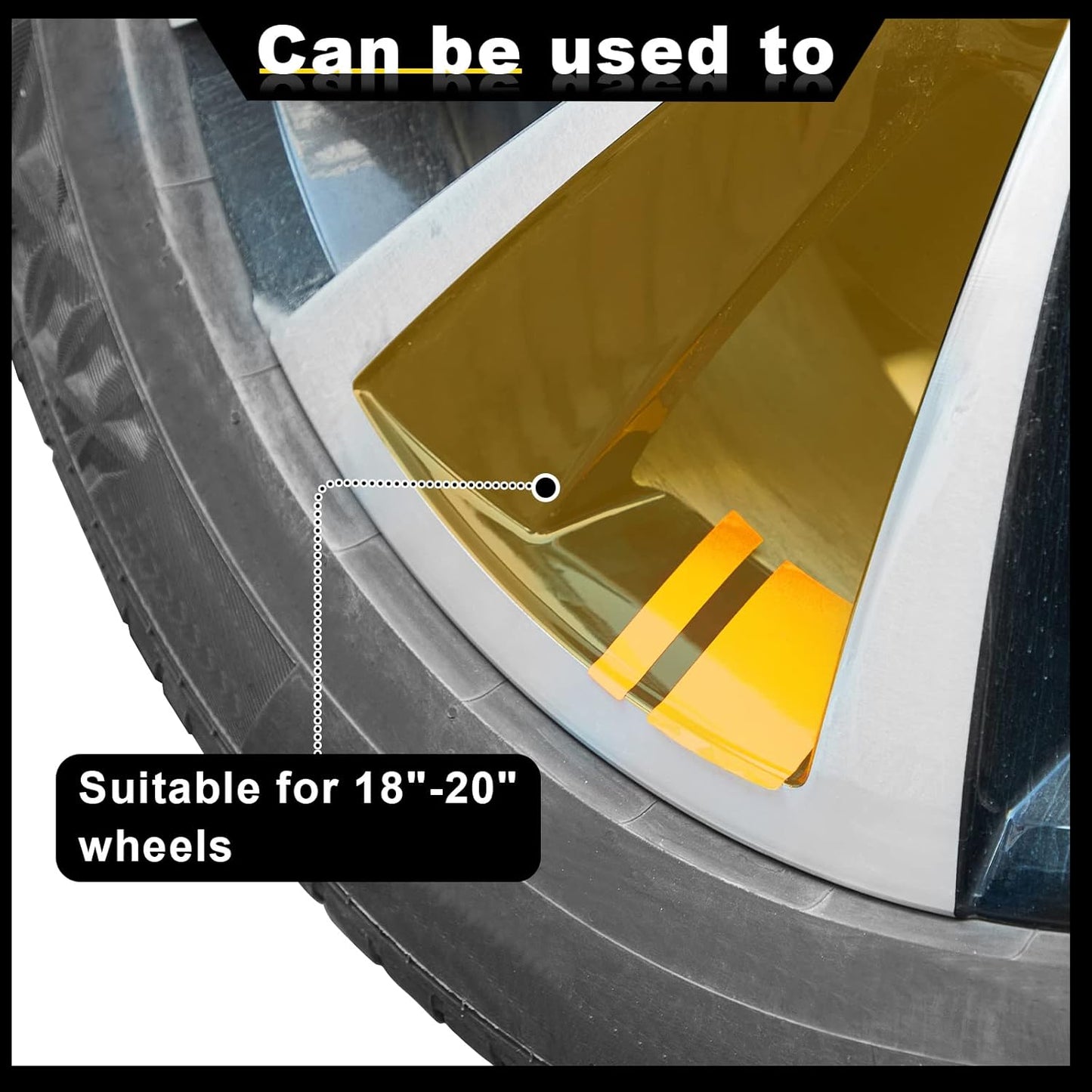 8 Pcs Wheel Rim Decal Stripes Car Decals for 18-21 Inch Wheels Reflective Car Stickers 2.36 x 2.75 Inch Automotive Decals Hash Stripe Stickers Tire Rim Safety Decoration Accessories(Yellow)