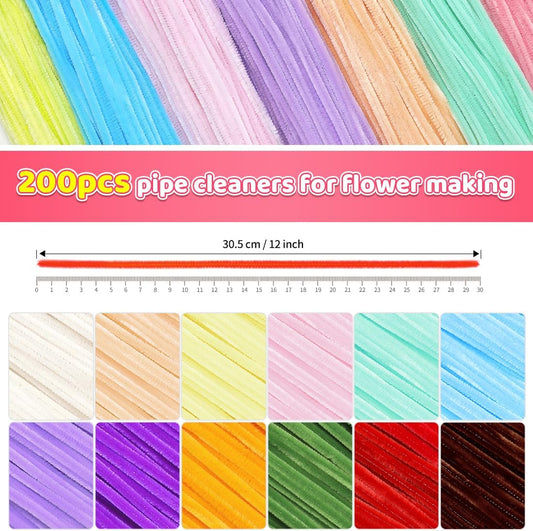 Pipe Cleaners, 200pcs Golden Yellow for Sunflowers, Flower Making Pipe Cleaners, Arts and Craft Supplies, Ideas for Art Project Activity.