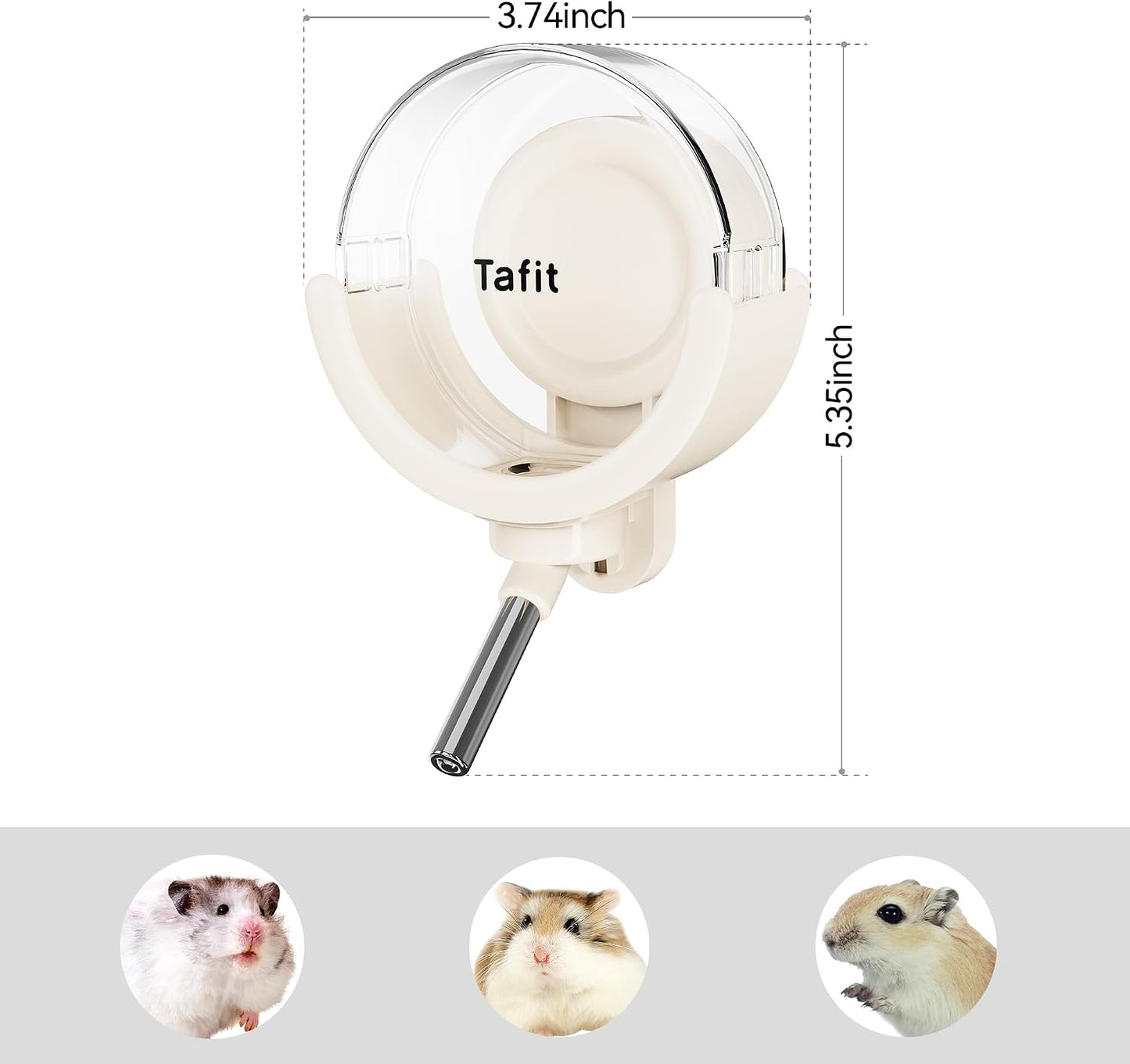 Hamster Water Bottle with Magnetic Holder, Freestanding Water Feeder for Glass Tanks, No-Drip Water Dispenser for Syrian & Dwarf Hamsters, Gerbils, Mice, Rats, Degus (Yellow, 150ml / 5.07 fl oz)