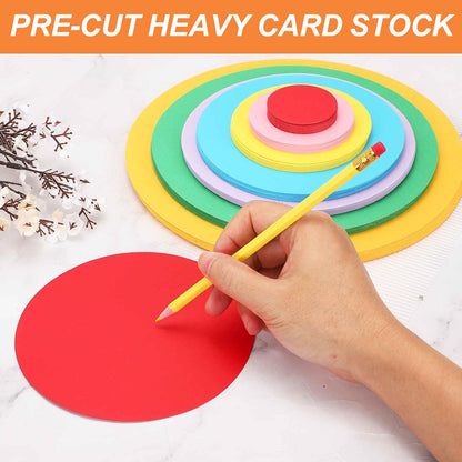 24 Pcs Circle Card Stock, 9.8 Inch Round Cutouts Paper Thick Cardboard Circles for Crafts Paint Supply DIY Projects Bulletin Board Decor, Yellow