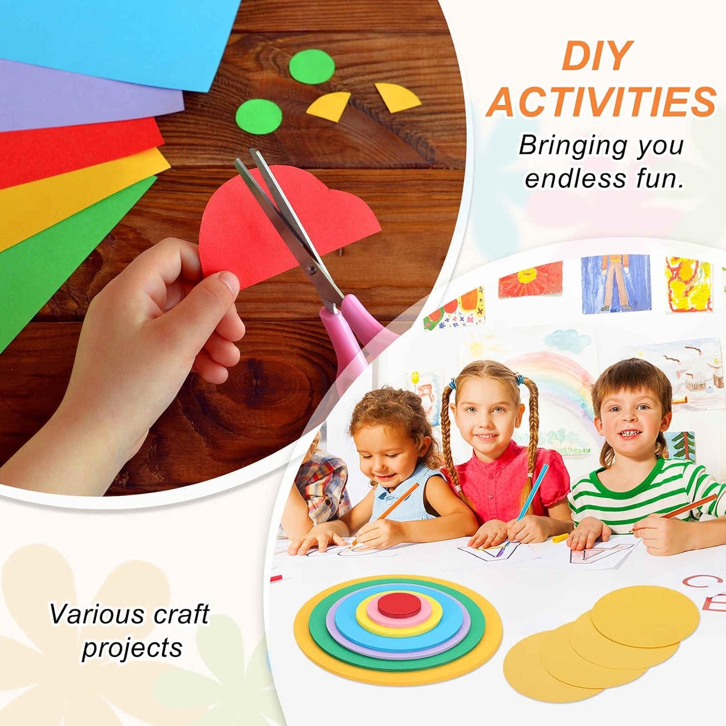 24 Pcs Circle Card Stock, 9.8 Inch Round Cutouts Paper Thick Cardboard Circles for Crafts Paint Supply DIY Projects Bulletin Board Decor, Yellow