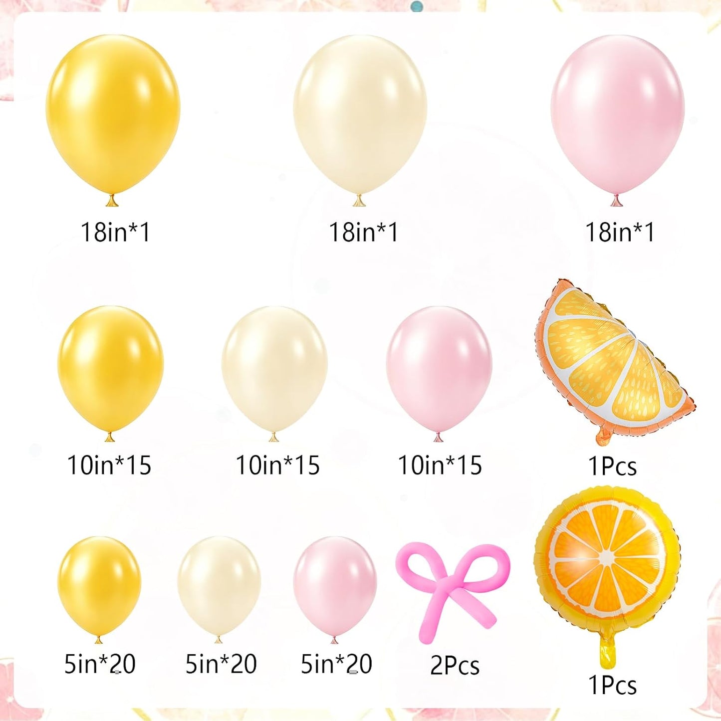 Lemon Balloon Arch Kit - 108 Pcs Pink and Yellow Balloon Arch Kit Supplies, Pastel Light Yellow Lemon Birthday Balloons Decorations for Lemonade Baby Shower Bridal Shower
