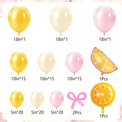 Lemon Balloon Arch Kit - 108 Pcs Pink and Yellow Balloon Arch Kit Supplies, Pastel Light Yellow Lemon Birthday Balloons Decorations for Lemonade Baby Shower Bridal Shower