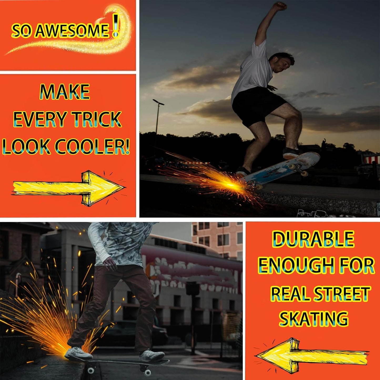 Skateboard Spark Plate,Skateboard Friction Spark Tool,Skateboarding Accessories