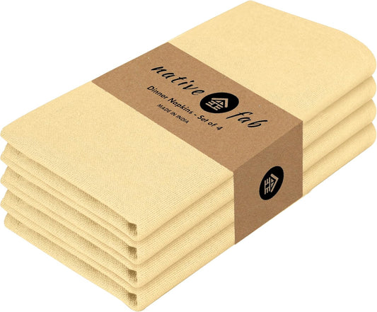 Solid Light Yellow Cloth Napkins Set of 4, 100% Cotton Washable Fabric, 17x17 inches, Reusable Table Linen Napkins for Dinner, Party, Wedding, Pale Yellow
