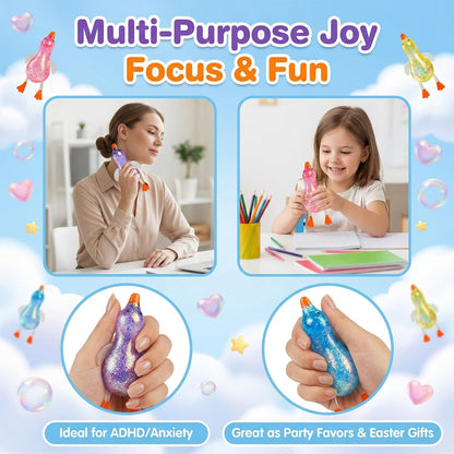Cute Duck Squishy Sugar Stress Ball,Soft Duck Stress Relief Sugar Ball Toys and Moldable Slow Rise Relaxing Sensory Fidget Stress for Anxiety Relief (Yellow)