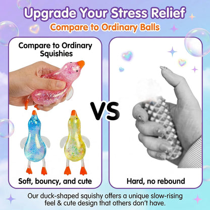 Cute Duck Squishy Sugar Stress Ball,Soft Duck Stress Relief Sugar Ball Toys and Moldable Slow Rise Relaxing Sensory Fidget Stress for Anxiety Relief (Yellow)