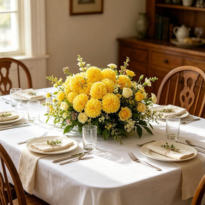 Kimura's Cabin 20pcs Chrysanthemum Artificial Flowers Fake Silk Mums,Yellow | Faux Chrysanthemums with Stem Balls Flowers,Easter Home Table Centerpieces,Wedding Party Floral Arrangements,Vase Decor