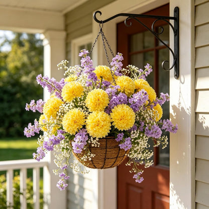 Kimura's Cabin 20pcs Chrysanthemum Artificial Flowers Fake Silk Mums,Yellow | Faux Chrysanthemums with Stem Balls Flowers,Easter Home Table Centerpieces,Wedding Party Floral Arrangements,Vase Decor