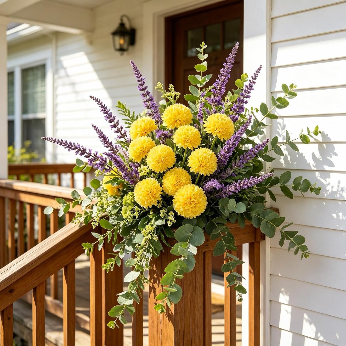 Kimura's Cabin 20pcs Chrysanthemum Artificial Flowers Fake Silk Mums,Yellow | Faux Chrysanthemums with Stem Balls Flowers,Easter Home Table Centerpieces,Wedding Party Floral Arrangements,Vase Decor