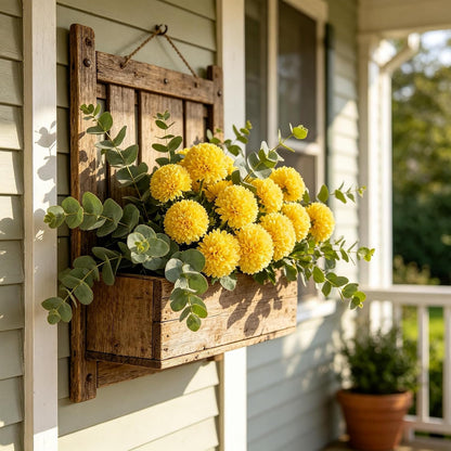 Kimura's Cabin 20pcs Chrysanthemum Artificial Flowers Fake Silk Mums,Yellow | Faux Chrysanthemums with Stem Balls Flowers,Easter Home Table Centerpieces,Wedding Party Floral Arrangements,Vase Decor