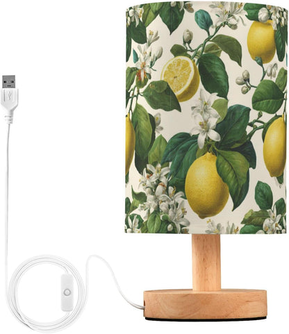 Bedside Table Lamp Lemon Yellow Citrus Fruits (110) Kids Nightstand Lamp Night Light Fabric Shade for Bedroom Living Room Home Office