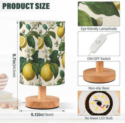 Bedside Table Lamp Lemon Yellow Citrus Fruits (110) Kids Nightstand Lamp Night Light Fabric Shade for Bedroom Living Room Home Office