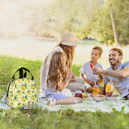 Lemon Yellow Insulated Lunch Bag Reusable Lunch Box Women Men,Cooler Thermal Meal Tote for Kids School Student Picnic Office Work