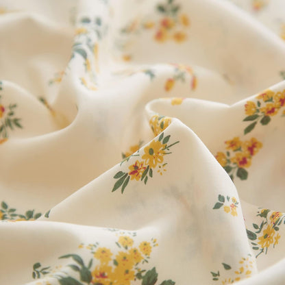 Yellow Floral Comforter Twin XL Boho Flower Leaves Pattern Printed Bedding Sets Cute Floral Soft Fluffy Comforter with 2 Pillowcases, Botanical Bed Set for All Season-Twin XL Size