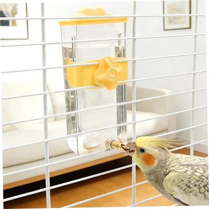 Parakeet Water Dispenser Bird Water Dispenser, Automatic Parakeet, 430ml Leak-Proof Cage Waterer for Parakeets & Small Birds (Yellow)