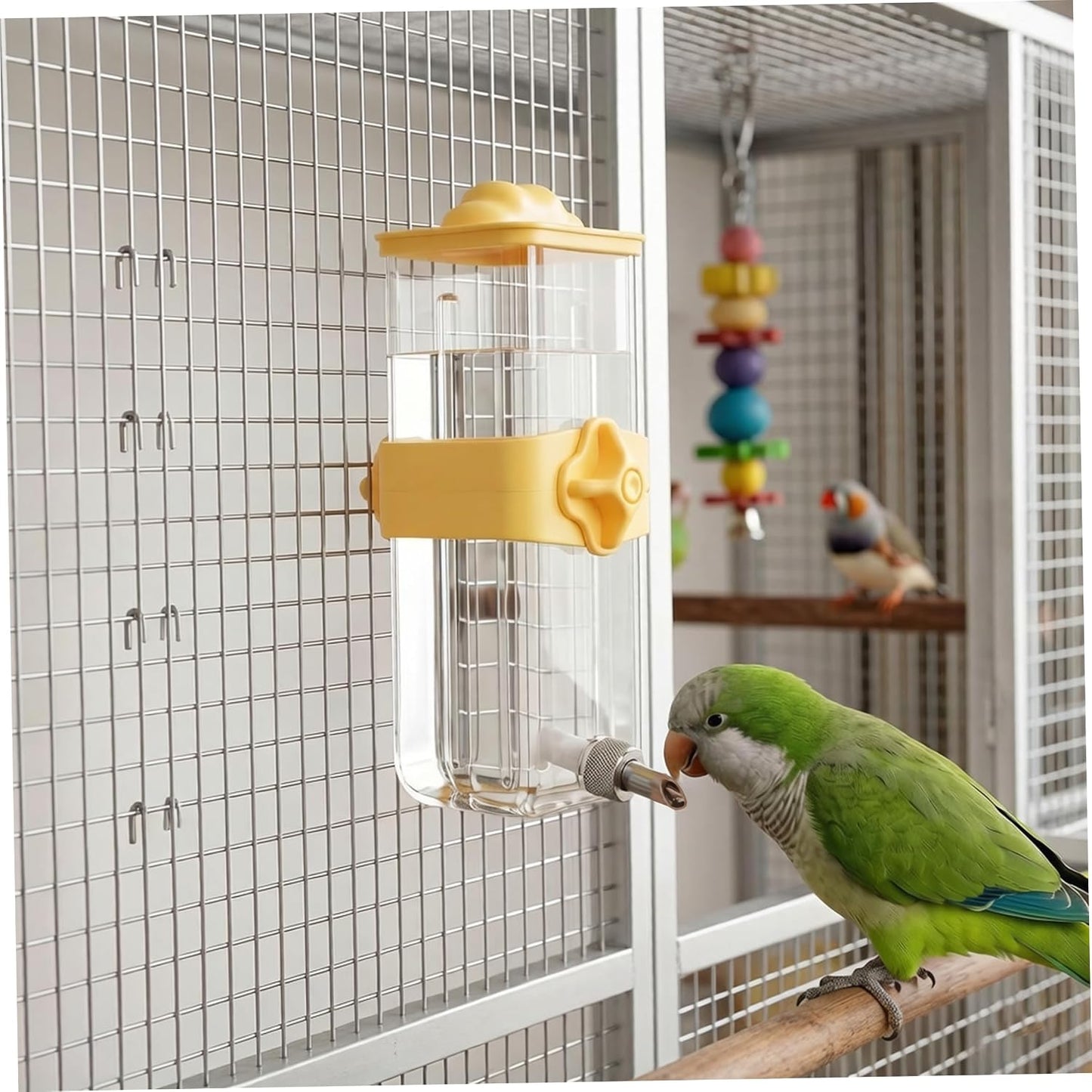 Parakeet Water Dispenser Bird Water Dispenser, Automatic Parakeet, 430ml Leak-Proof Cage Waterer for Parakeets & Small Birds (Yellow)