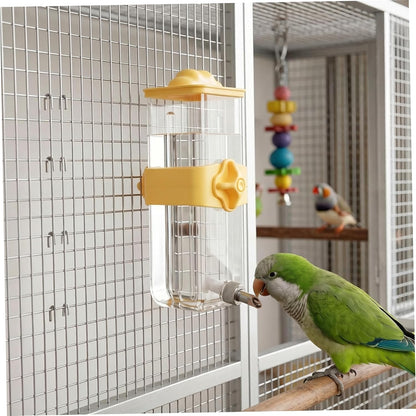 Parakeet Water Dispenser Bird Water Dispenser, Automatic Parakeet, 430ml Leak-Proof Cage Waterer for Parakeets & Small Birds (Yellow)