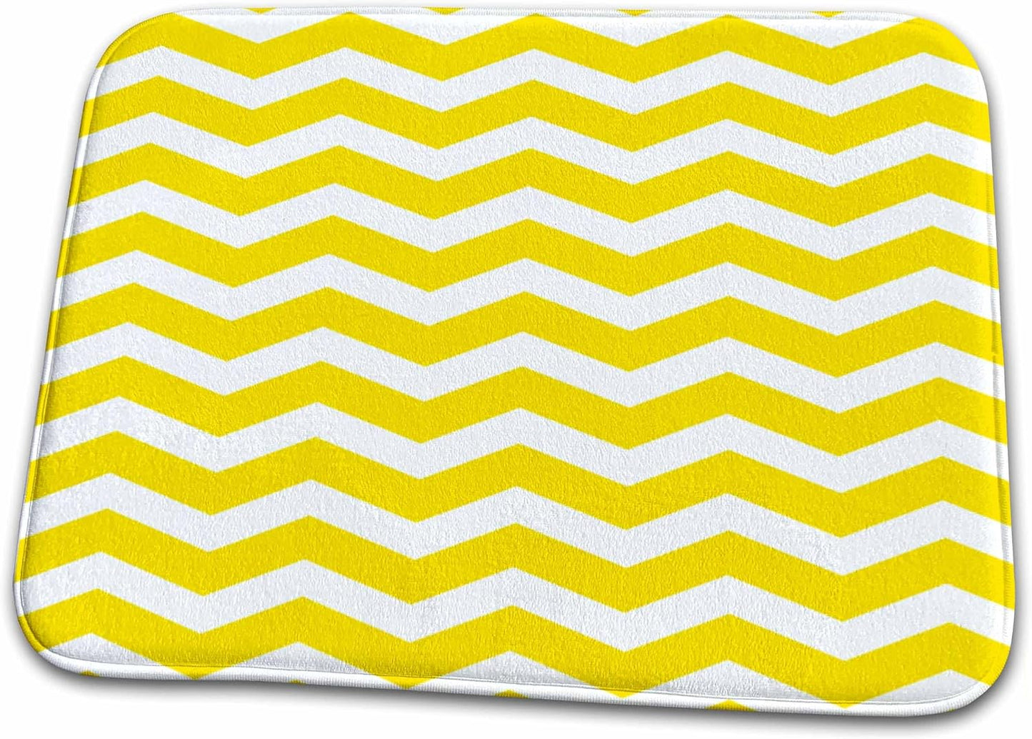 Dish Drying Mat - Yellow and White Chevron Zig Zag Pattern - Modern Contemporary zigzag stripes - trendy zig zags Chevron Patterns