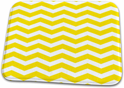 Dish Drying Mat - Yellow and White Chevron Zig Zag Pattern - Modern Contemporary zigzag stripes - trendy zig zags Chevron Patterns
