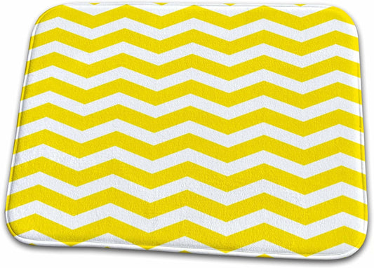 Dish Drying Mat - Yellow and White Chevron Zig Zag Pattern - Modern Contemporary zigzag stripes - trendy zig zags Chevron Patterns