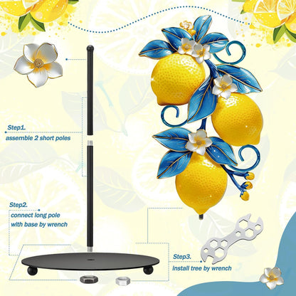 Mediterranean Capri Lemon Paper Towel Holder with Round Base Yellow Lemon Blue Leaf Bathroom Decor Rustic Housewarming Gifts Dispenser Kitchen Paper Holder Stand for Countertop Home Accessories