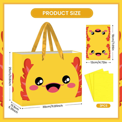 Yellow Axolotl Gift Bags All-in-One Set with Tissue Paper and Card Cute Blue Axolotl Birthday Party Favor Bag for Kids Girls Boys Ocean Animal Wrapping Bag Underwater Sea Creature Theme Party Supplies
