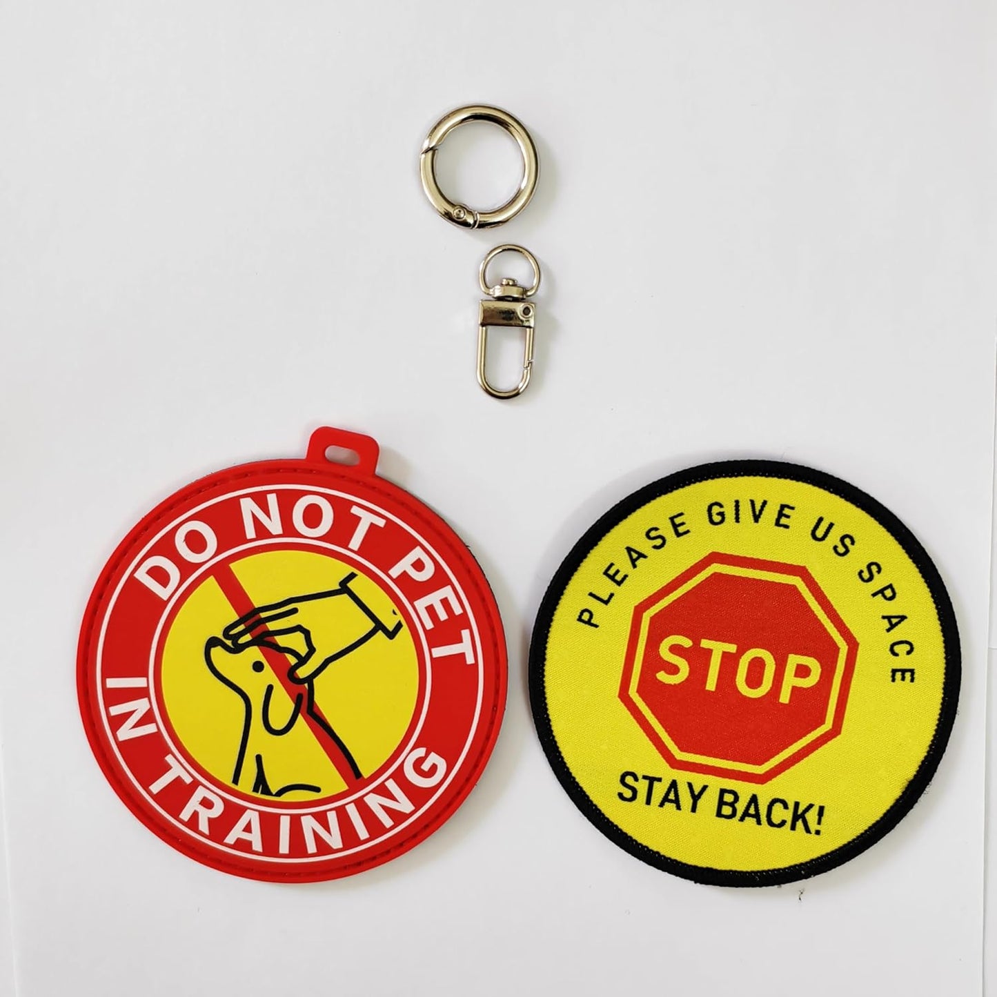 Service Dog Training Patches with Clips, Do Not Pet and Stay Back Signs, Red and Yellow