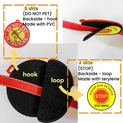 Service Dog Training Patches with Clips, Do Not Pet and Stay Back Signs, Red and Yellow