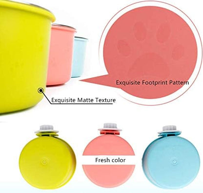 2-in-1 Pet Food Water Hanging Bowl for Crates & Cages Removable Stainless Steel and Plastic Feeder Double Feeding Bowl for Dog Cat Small Animals (S, Yellow)