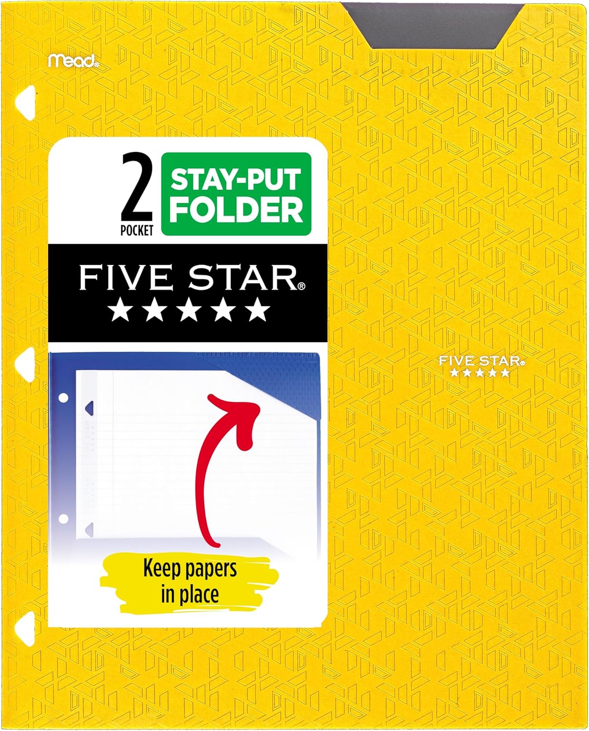 2-Pocket Folder, Plastic Folder with Stay-Put Tabs, Fits 3-Ring Binder, Holds 8-1/2" x 11" Paper, Harvest Yellow (333420K-ECM)