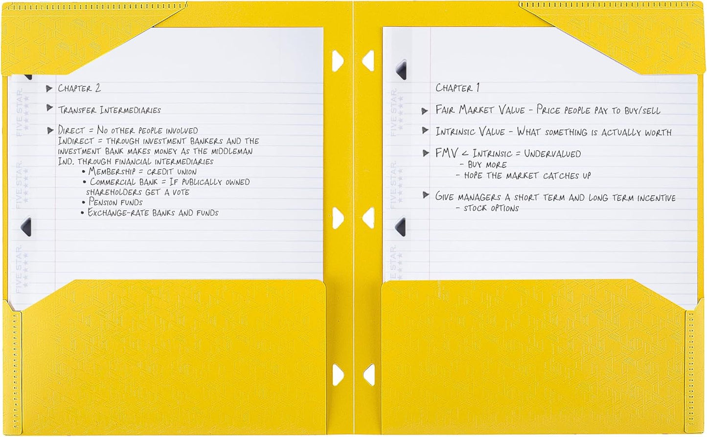 2-Pocket Folder, Plastic Folder with Stay-Put Tabs, Fits 3-Ring Binder, Holds 8-1/2" x 11" Paper, Harvest Yellow (333420K-ECM)