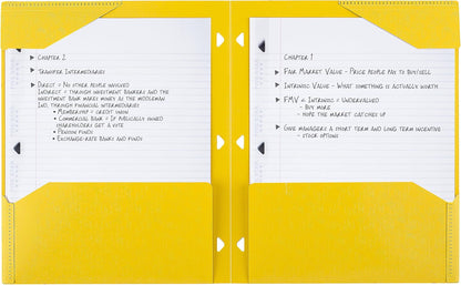 2-Pocket Folder, Plastic Folder with Stay-Put Tabs, Fits 3-Ring Binder, Holds 8-1/2" x 11" Paper, Harvest Yellow (333420K-ECM)
