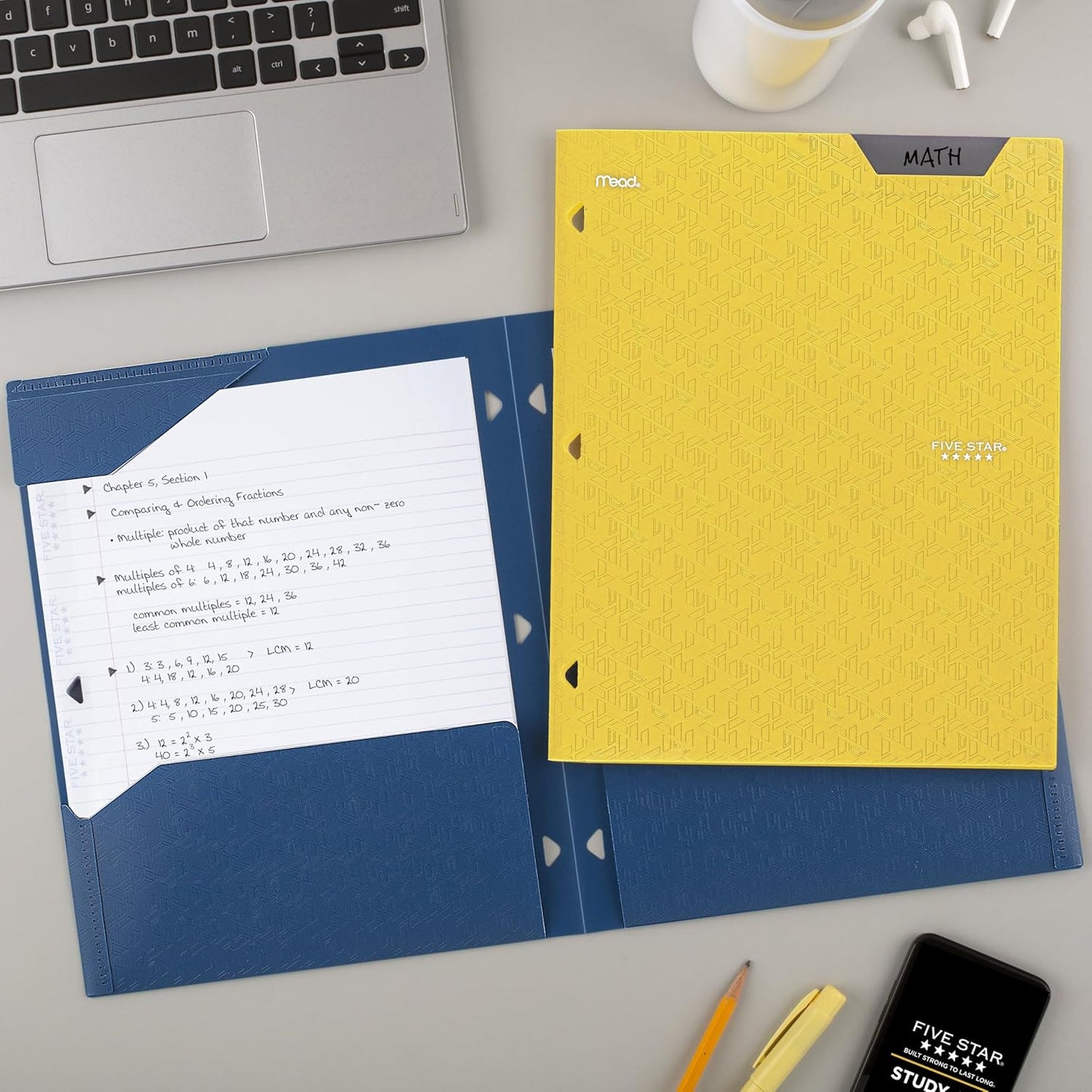 2-Pocket Folder, Plastic Folder with Stay-Put Tabs, Fits 3-Ring Binder, Holds 8-1/2" x 11" Paper, Harvest Yellow (333420K-ECM)