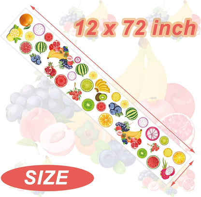 2Pcs Summer Fruit Table Runner Banana Orange Lemon Grape Lychee Watermelon Blueberry Berry Sweet Baby Shower Birthday Party Favors Supplies Decorations Fruitful Table Cloth