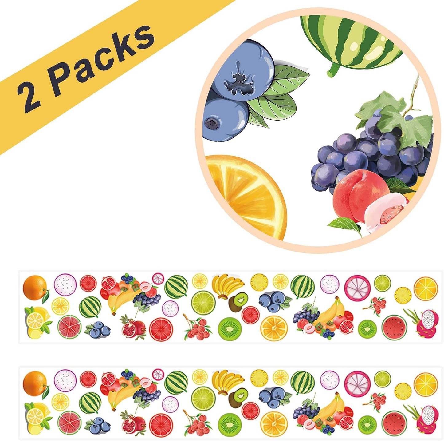 2Pcs Summer Fruit Table Runner Banana Orange Lemon Grape Lychee Watermelon Blueberry Berry Sweet Baby Shower Birthday Party Favors Supplies Decorations Fruitful Table Cloth